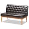 Baxton Studio Riordan Mid-Century Dark Brown Faux Leather and Walnut Brown Finished Wood 3-PC Dining Nook Set 186-11358-9305-Zoro - alternate 3